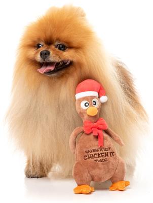 Show full view: FuzzYard Christmas Chicken It Twice Chook Dog Toy, Brown slide 3 of 4