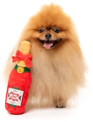 Show full view: FuzzYard Christmas Merry & Bright Chompagne Dog Toy, Red slide 4 of 5
