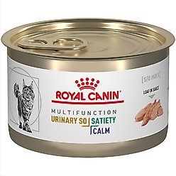 Royal Canin Veterinary Diet Multifunction Urinary SO + Satiety + Calm Loaf in Sauce Wet Cat Food, 5.1-oz can, case of 24