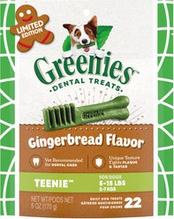Greenies Teenie Gingerbread Flavor Dental Dog Treats, 6-oz, 22 count