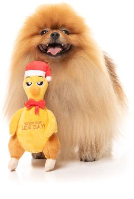 Show full view: FuzzYard Christmas Never Skip Leg Day Chook Dog Toy, Yellow slide 4 of 4