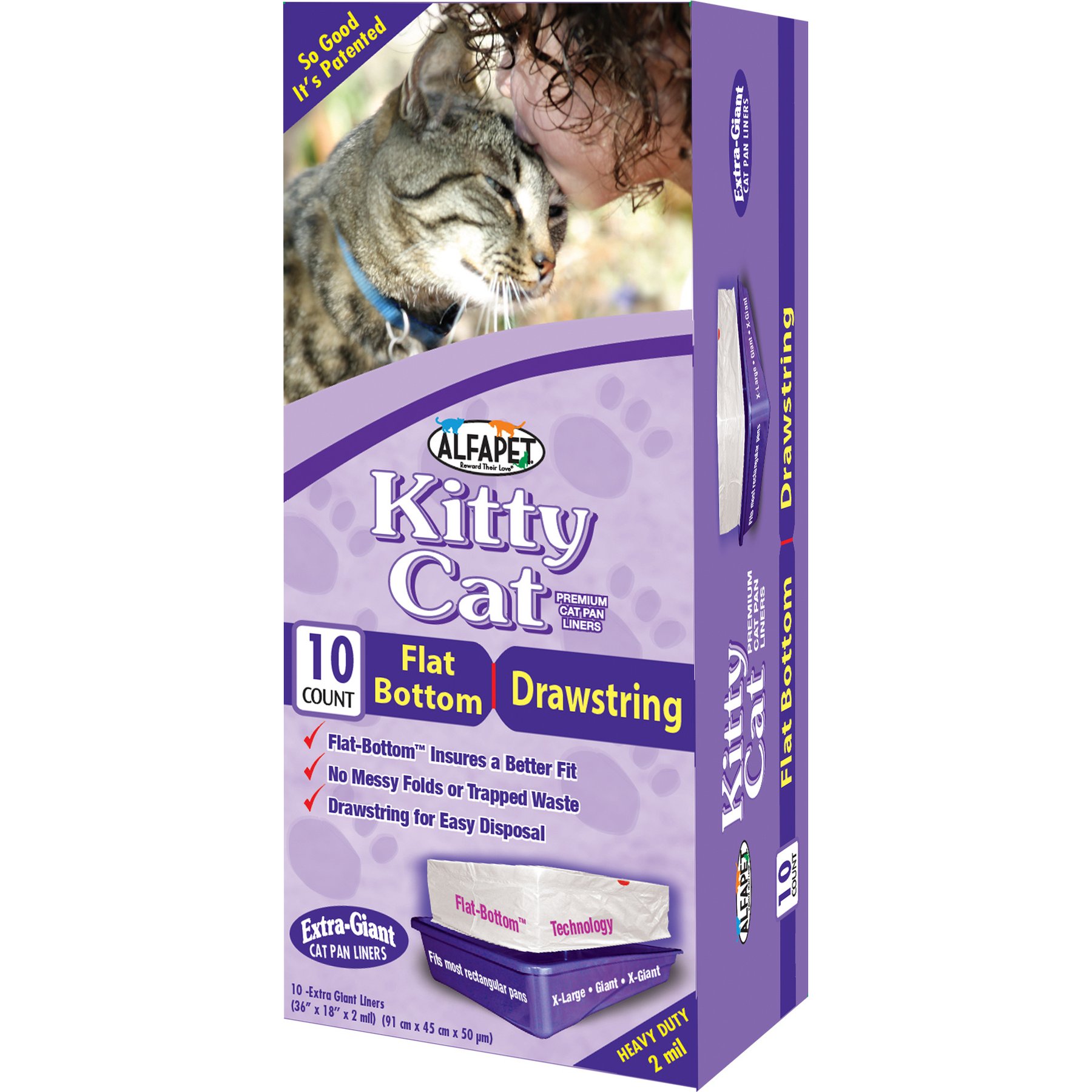 Alfa Pet Kitty Cat Flat-Bottom Litter Box Liners - Extra Giant, 10 count