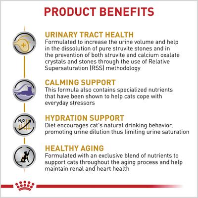 Show full view: Royal Canin Veterinary Diet Multifunction Urinary SO Aging 7+ & Calm Loaf in Sauce Wet Cat Food, 5.1-oz can, case of 24 slide 3 of 11