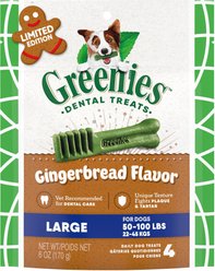 Greenies Large Gingerbread Flavor Dental Dog Treats, 6-oz, 4 count
