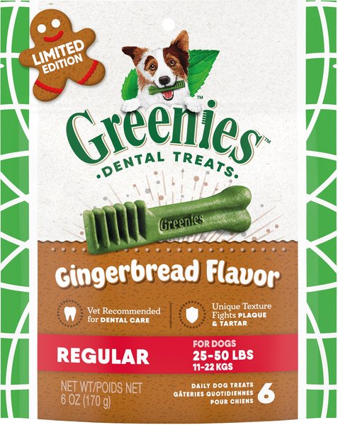 Show full view: Greenies Regular Gingerbread Flavor Dental Dog Treats, 6-oz, 6 count slide 1 of 10
