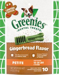 Greenies Petite Gingerbread Flavor Dental Dog Treats, 6-oz, 10 count