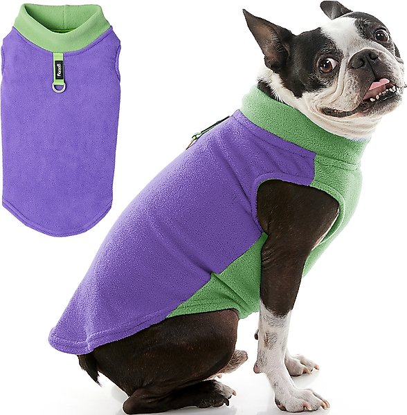GOOBY Half Stretch Fleece Dog Vest, Purple, Small