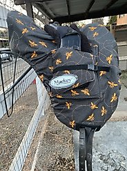 Mackey Equine Accessories Bee Mine Dressage Saddle Cover, Black/Yellow slide 2 of 8