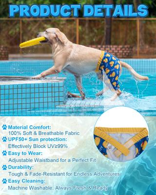 Show full view: CuteBone Dog Swim Trunks, Blue/Yellow, Small slide 5 of 9