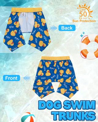 Show full view: CuteBone Dog Swim Trunks, Blue/Yellow, Small slide 2 of 9