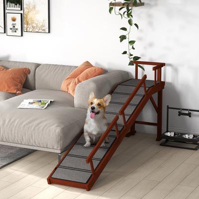 Show full view: PawHut Non Slip Dog Ramp, Brown, 73-in slide 2 of 10