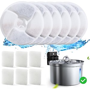 Casfuy SY-W19 Cat Water Fountain Replacement Filters & Pre-Filter Sponges, 6 Count