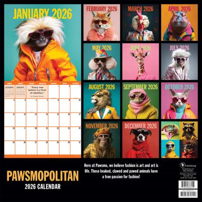 Show full view: 2026 Pawsmopolitan Wall Calendar slide 4 of 5
