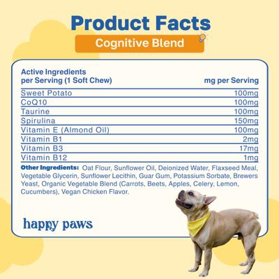 Show full view: Happy Paws Cognitive Soft Chews Supplement for Dogs, 100 count slide 8 of 10