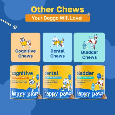 Show full view: Happy Paws Calming Soft Chews Supplement for Dogs, 100 count slide 7 of 10