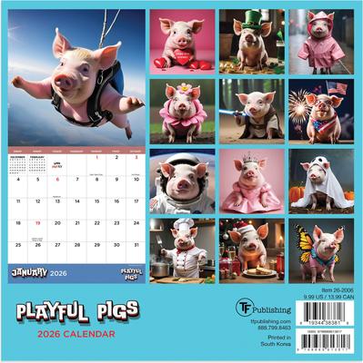 Show full view: 2026 Playful Pigs Mini Calendar slide 2 of 5