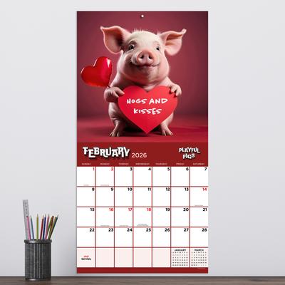 Show full view: 2026 Playful Pigs Wall Calendar slide 4 of 5