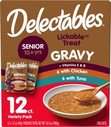 Hartz Delectables Gravy Senior 10+ Variety Lickable Cat Treats, 1.4-oz pouch, 12 count
