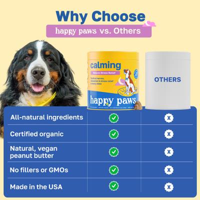 Show full view: Happy Paws Calming Soft Chews Supplement for Dogs, 100 count slide 5 of 10