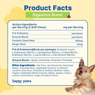Show full view: Happy Paws Digestive Health Soft Chews Supplement for Dogs, 100 count slide 8 of 10