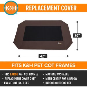 K&H Pet Products Original Pet Cot Replacement Dog Bed Cover, Chocolate, Large