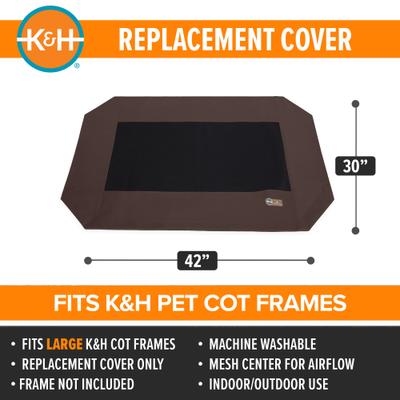 Show full view: K&H Pet Products Original Pet Cot Replacement Dog Bed Cover, Chocolate, Large slide 2 of 12
