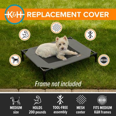Show full view: K&H Pet Products Original Pet Cot Replacement Dog Bed Cover, Gray, Medium slide 3 of 12