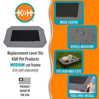 Show full view: K&H Pet Products Original Pet Cot Replacement Dog Bed Cover, Gray, Medium slide 4 of 12