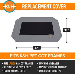K&H Pet Products Original Pet Cot Replacement Dog Bed Cover, Gray, Large slide 2 of 8