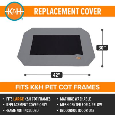 Show full view: K&H Pet Products Original Pet Cot Replacement Dog Bed Cover, Gray, Large slide 3 of 13