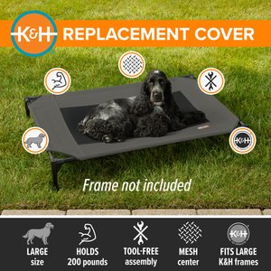 K&H Pet Products Original Pet Cot Replacement Dog Bed Cover, Gray, Large