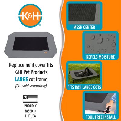 Show full view: K&H Pet Products Original Pet Cot Replacement Dog Bed Cover, Gray, Large slide 5 of 13