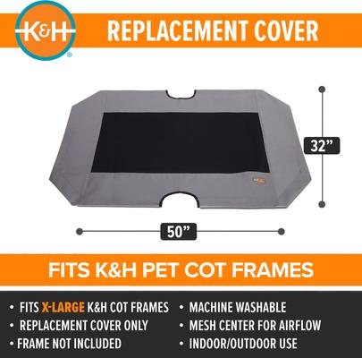 Show full view: K&H Pet Products Original Pet Cot Replacement Dog Bed Cover, Gray, X-Large slide 2 of 12