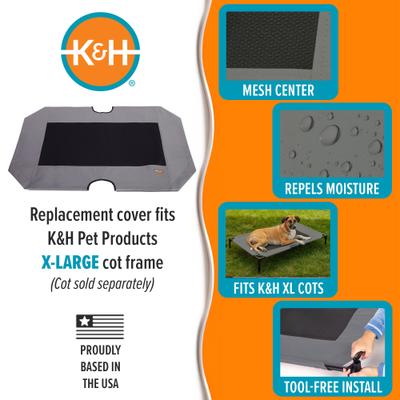 Show full view: K&H Pet Products Original Pet Cot Replacement Dog Bed Cover, Gray, X-Large slide 4 of 12