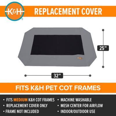 Show full view: K&H Pet Products Original Pet Cot Replacement Dog Bed Cover, Gray, Medium slide 2 of 12