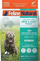 Feline Natural New Zealand Beef & Hoki Feast Grain-Free Freeze-Dried Cat Food, 11-oz bag