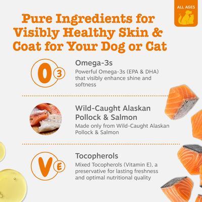 Show full view: Zesty Paws Wild Alaskan Omega-3 Salmon Oil Liquid Skin & Coat Supplement for Dogs & Cats, 16-fl oz bottle slide 4 of 10