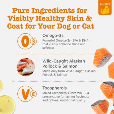 Show full view: Zesty Paws Wild Alaskan Omega-3 Salmon Oil Liquid Skin & Coat Supplement for Dogs & Cats, 2-fl oz bottle slide 4 of 10