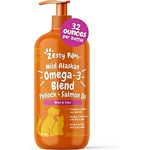 Zesty Paws Wild Alaskan Omega-3 Salmon Oil Liquid Skin & Coat Supplement for Dogs & Cats, 32-fl oz bottle
