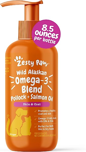 Zesty Paws Wild Alaskan Salmon Oil Formula Liquid Skin & Coat Supplement for Dogs & Cats