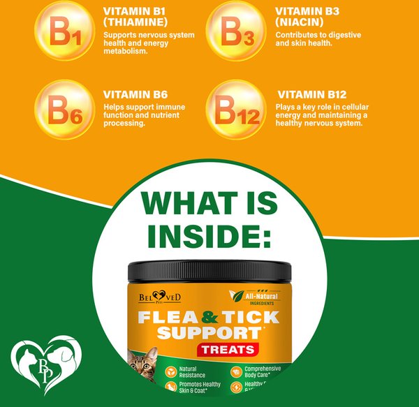 Show full view: Beloved Pets Flea & Tick Support Chewable Treats with Chicken Flavor for Cats, 10-oz pack slide 5 of 10