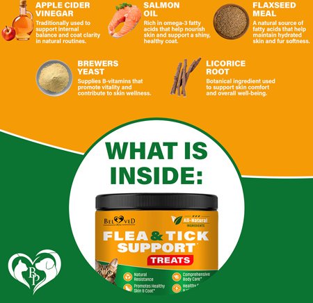 Show full view: Beloved Pets Flea & Tick Support Chewable Treats with Chicken Flavor for Cats, 10-oz pack slide 6 of 10