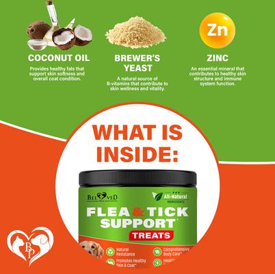 Show full view: Beloved Pets Flea & Tick Support Chicken Flavor Chewable Supplements for Dogs, 10-oz pack slide 5 of 8