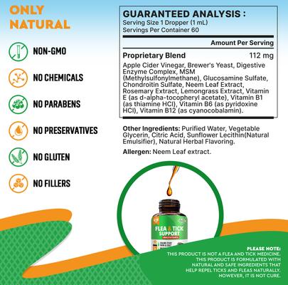Show full view: Beloved Pets Oral Flea & Tick Support Multivitamin Supplement for Dogs & Cats, 60-ml bottle slide 7 of 8
