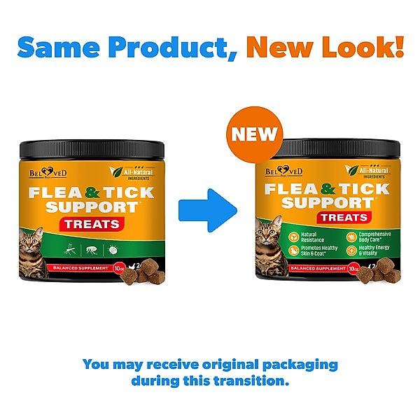 Show full view: Beloved Pets Flea & Tick Support Chewable Treats with Chicken Flavor for Cats, 10-oz pack slide 2 of 10