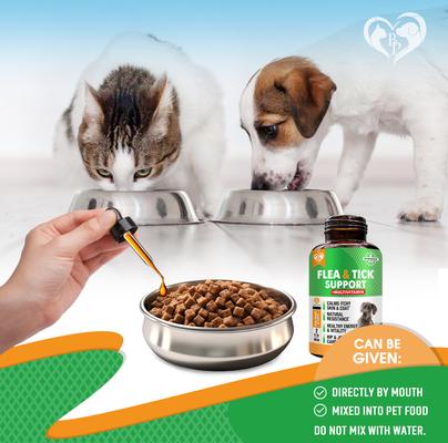 Show full view: Beloved Pets Oral Flea & Tick Support Multivitamin Supplement for Dogs & Cats, 60-ml bottle slide 5 of 8