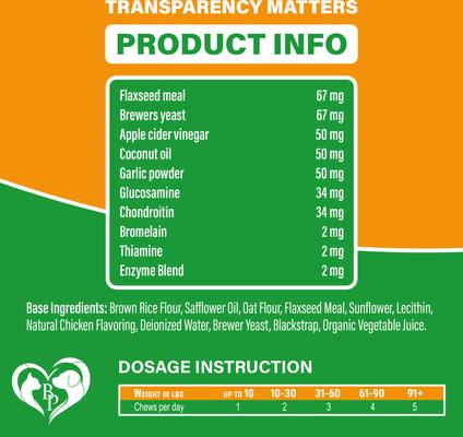 Show full view: Beloved Pets Natural Flea & Tick Support + Complex Multivitamin Chicken Flavored Soft Chew for Skin & Coat Supplement for Dogs, 10-oz jar slide 5 of 7