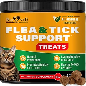 Beloved Pets Flea & Tick Support Chewable Treats with Chicken Flavor for Cats, 10-oz pack