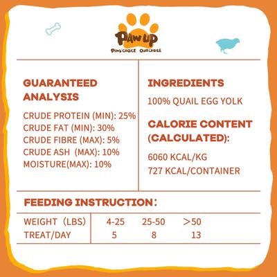 Show full view: Pawup Freeze-Dried Quail Egg Yolk Dog & Cat Treats, 4-oz jar slide 10 of 11
