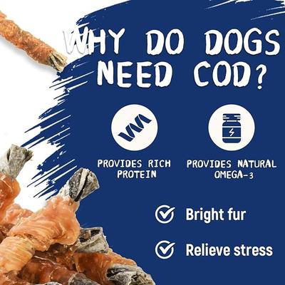 Show full view: Pawup Chicken Wrapped Cod Skins Natural Chew Dog Treats, 12.5-oz jar slide 5 of 8